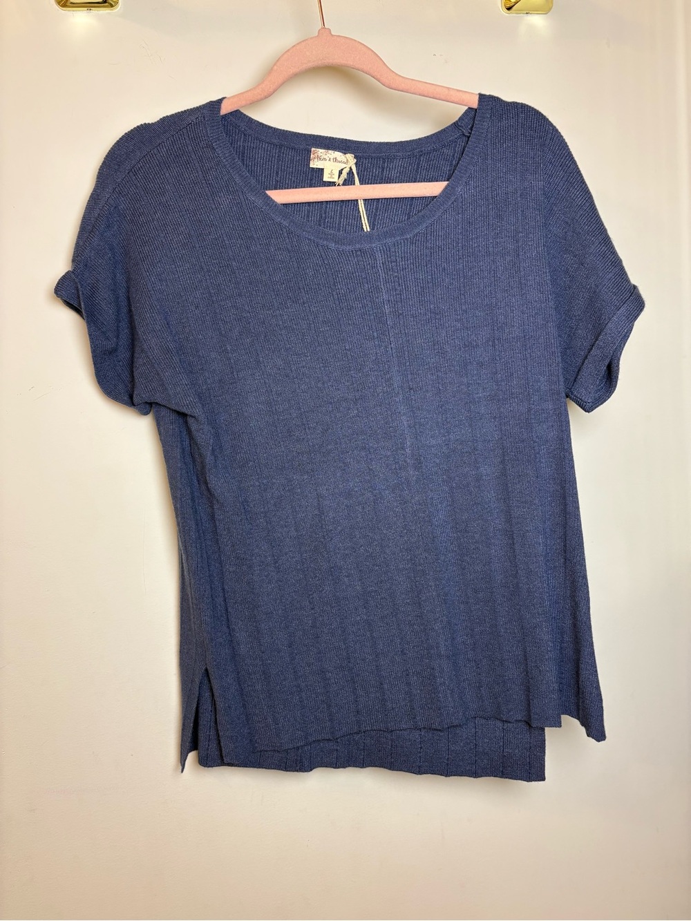 NWT Hem & Thread Textured Sweater Short Sleeve Top - Picture 5 of 8
